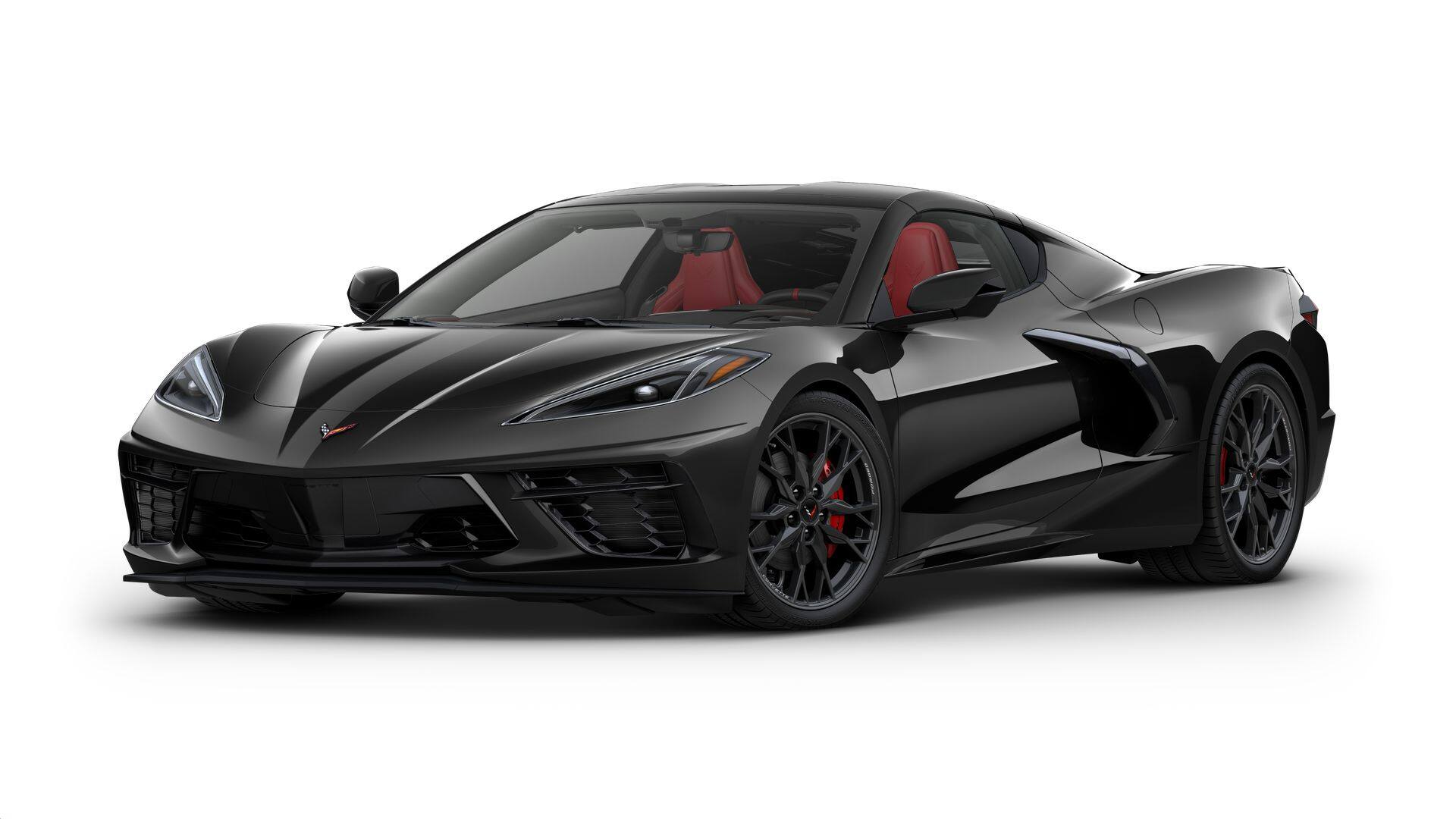 2027 Chevrolet Corvette Stingray 1LT in Black — front three-quarter view