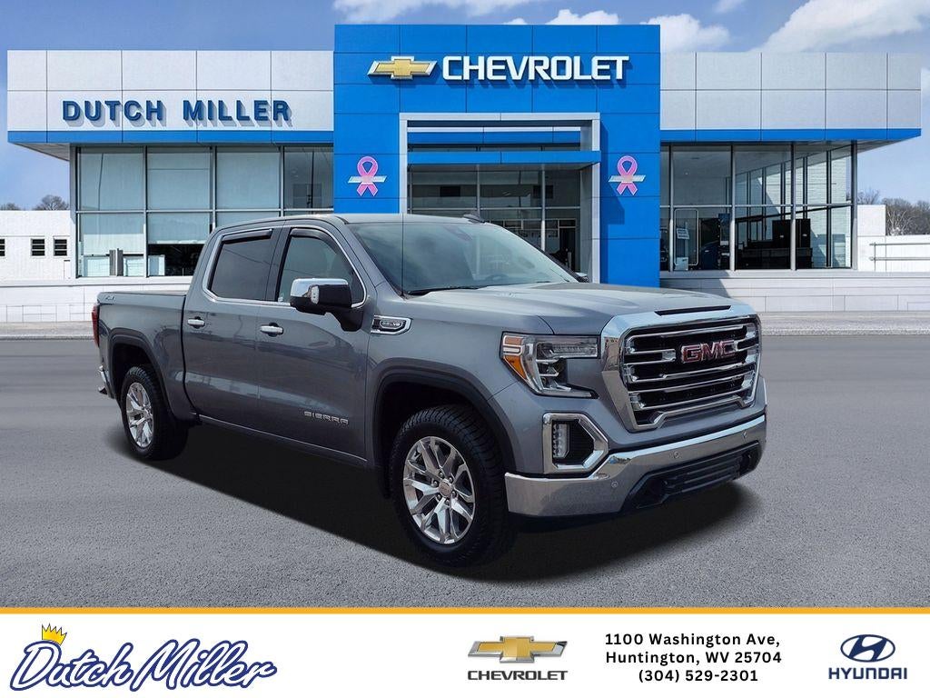 2020 GMC Sierra 1500 SLT in Satin Steel Metallic — front three-quarter view